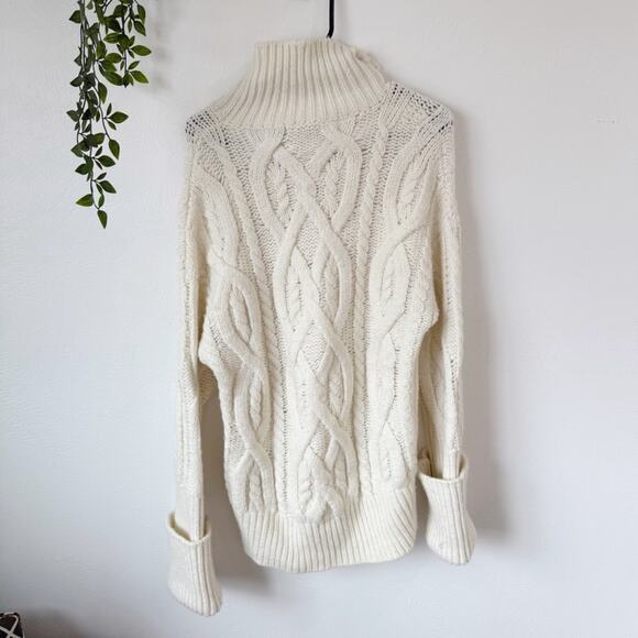 Citizens of Humanity Zola Aran Cable-Knit Chunky Turtleneck Sweater Sz XS/S - Picture 3 of 14